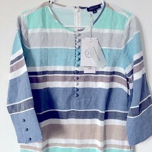 NWT EE by Etcetera Linen Striped Shift Dress Size 2